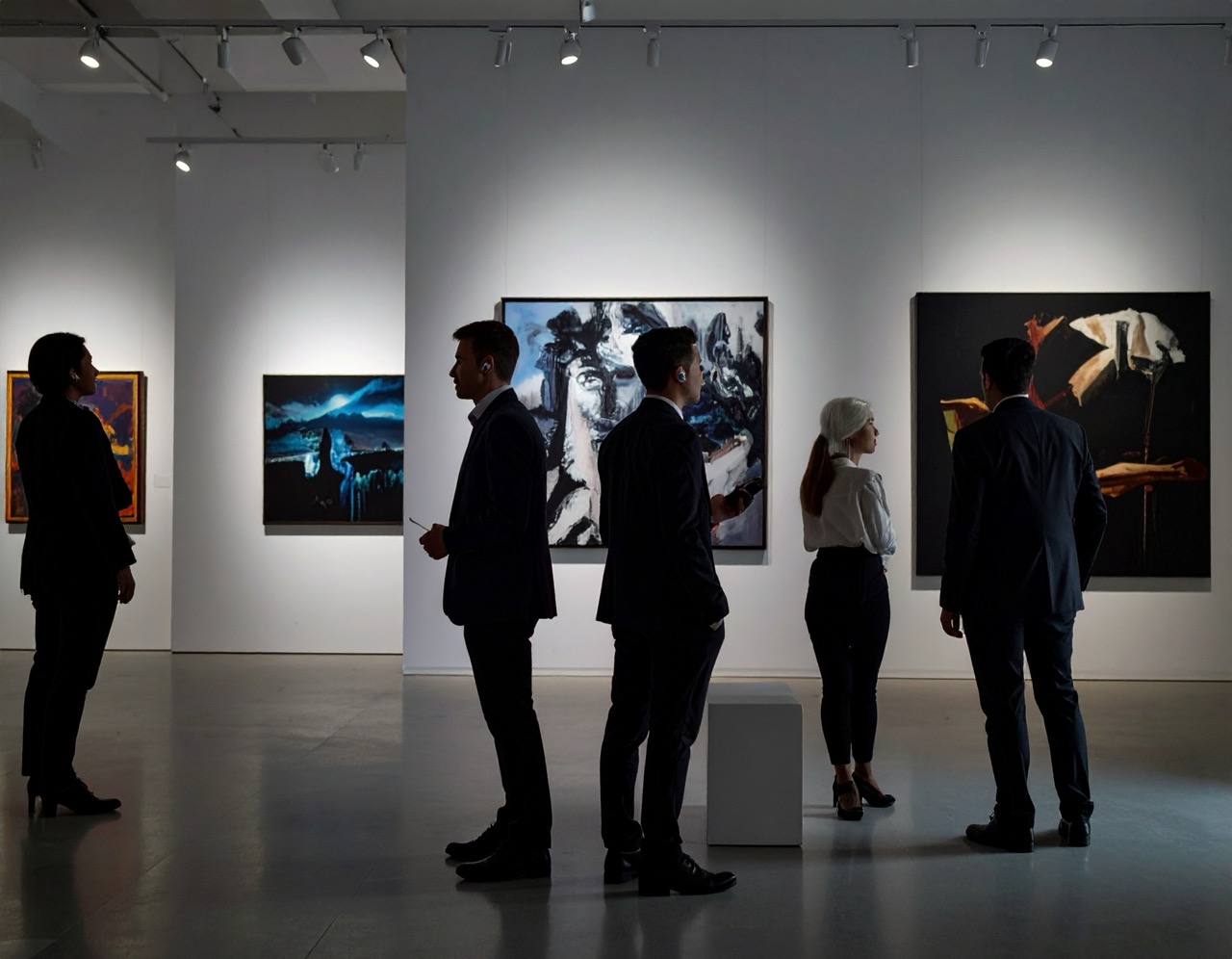 Stijlvolle QR-code display naast kunstwerk